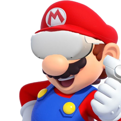 Mario wearing a VR headset