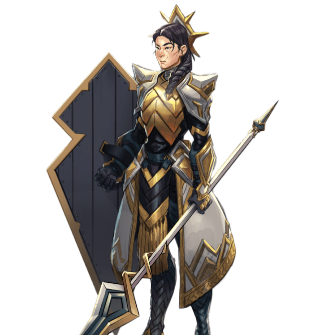 Female warrior with spear and shield